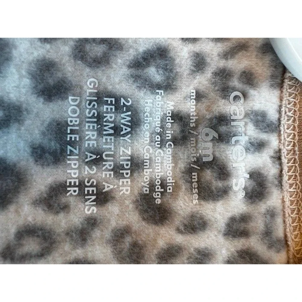Carters Infant Girls Leopard Print Fleece Sleeper Pajamas with Animal Feet 6 NEW